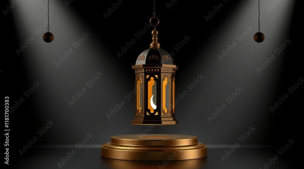 Obraz premium islamic background modern ramadan kareem lantern lamp