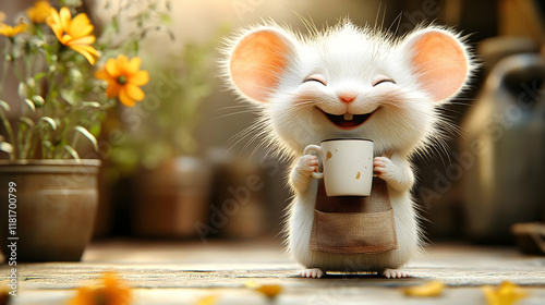 Cute Mouse Enjoys Morning C...