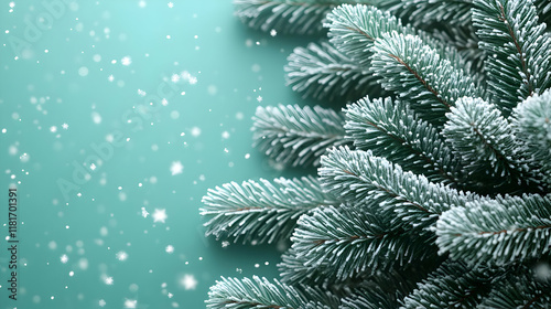Snowy Pine Branches Sparkle...