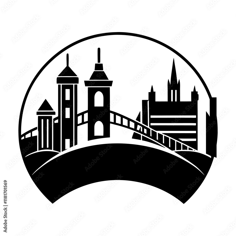 Fototapeta premium Building Bridges vector silhouette