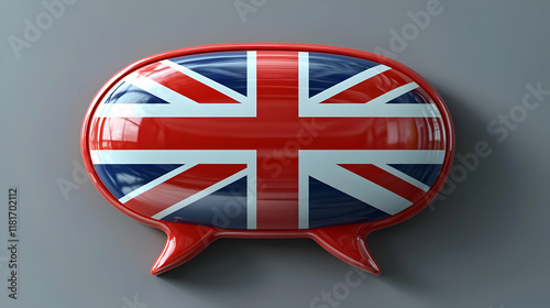 UK Flag in Speech Bubble Sy...