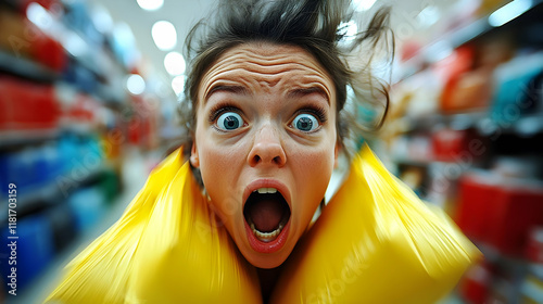 Shopper Screams, Eyes Wide ...