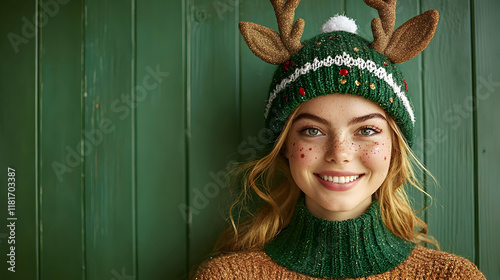 Holiday Cheer: Woman Smiles...