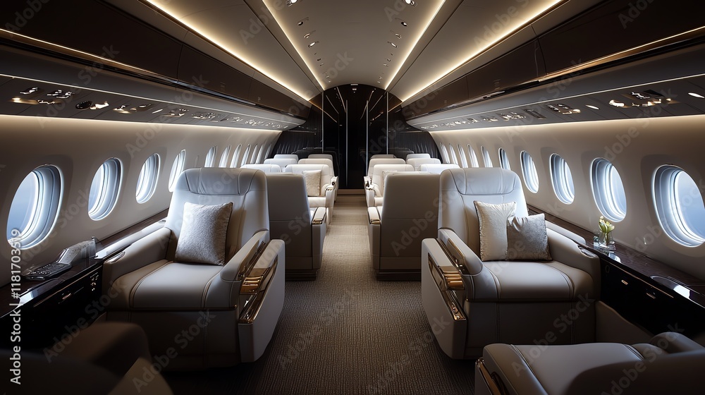 Fototapeta premium Opulent Private Jet Cabin