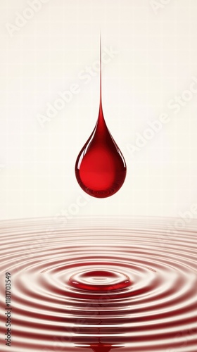 3drendered blood droplet with glowing core on gradient background photo