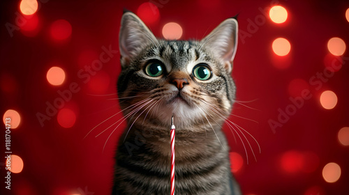 Cute Cat Observes Candy Can...
