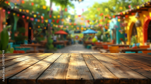 Empty Wooden Table Shows Fe...