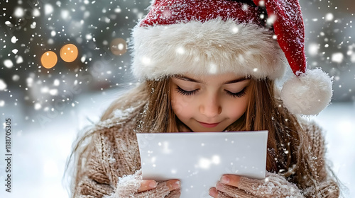 Child Opens Gift Box in Sno...