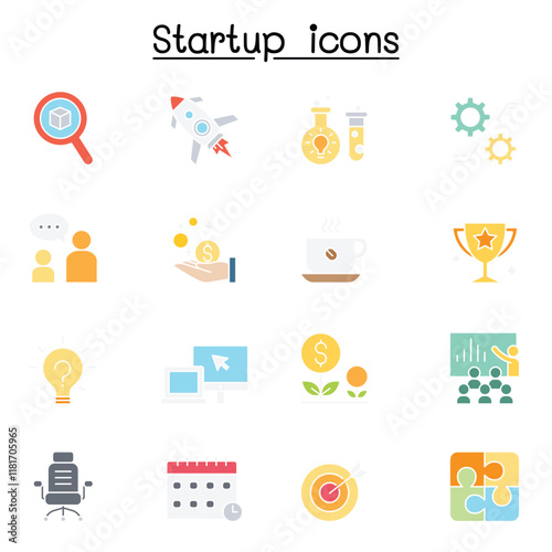 Startup icon set in thin line style