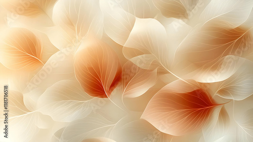 Beige and Orange Leaves Gently Overlap Creating a Soft, Dreamlike Effect