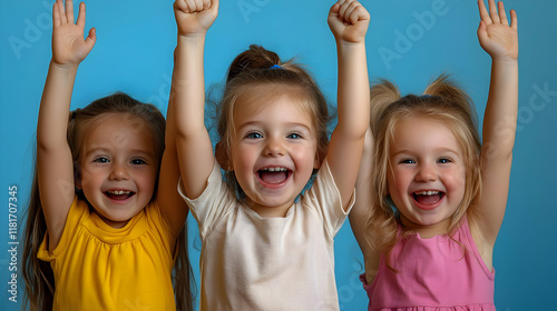 Kids Celebrate with Raised ...