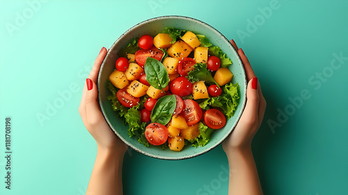 Fresh Salad Combines Tomato...