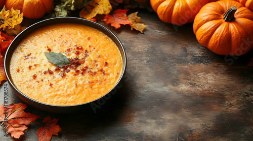 Pumpkin Soup Decorated with...