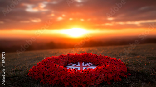 Red Poppies Wreath Symboliz...