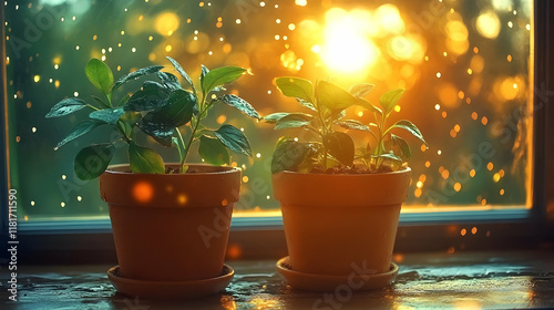 Plants Grow in Pots by Wind...