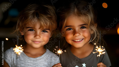 Children Play with Sparkler...