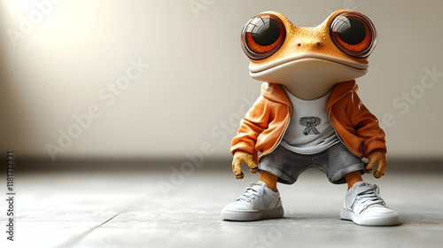 Cool Frog Wears Stylish Ora...