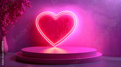 Neon Heart Illuminates Pink...