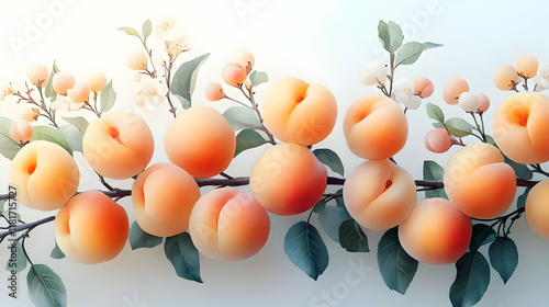Ripe Peaches Grow on Branch...