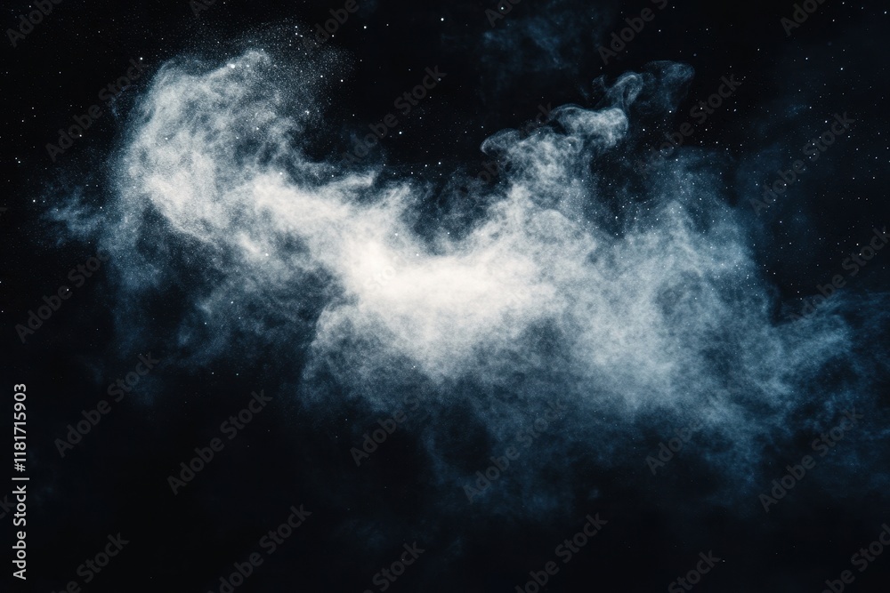 Fototapeta premium Mysterious cosmic cloud floating in the depth of space illuminated by distant stars on a clear night