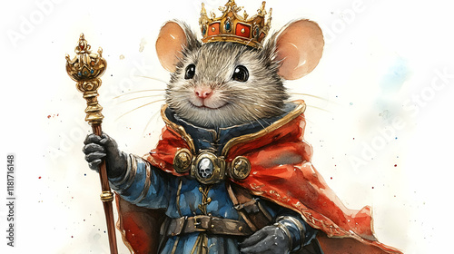 Royal Mouse Holds Scepter, ...
