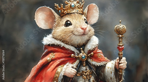 Royal Mouse Holds Scepter: ...