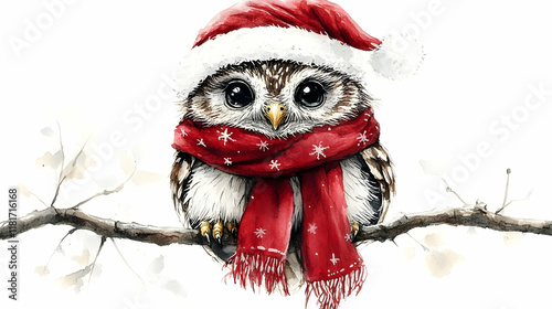 Cute Owl Wearing Festive Sc...