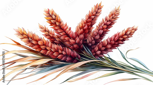 Autumn Wheat Stalks and Lea...