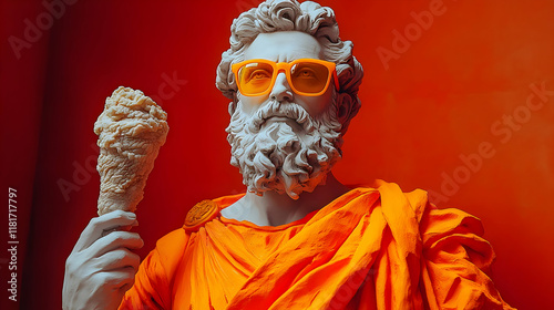 Statue Holds Food & Wears S...