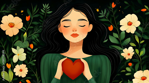 Embrace Love: Woman Holds H...