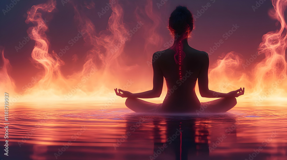 Meditation Achieves Harmony in Fiery Sunset: Yoga, Mindfulness, & Serenity Meditation Achieves Harmony in Fiery Sunset: Yoga, Mindfulness, & Serenity
