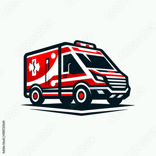 This logo features an ambulance design in vibrant vector graphics, showcasing a modern style and color palette. Perfect for healthcare branding, it symbolizes emergency services and medical assistance