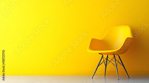 Yellow Chair Stands in Room...