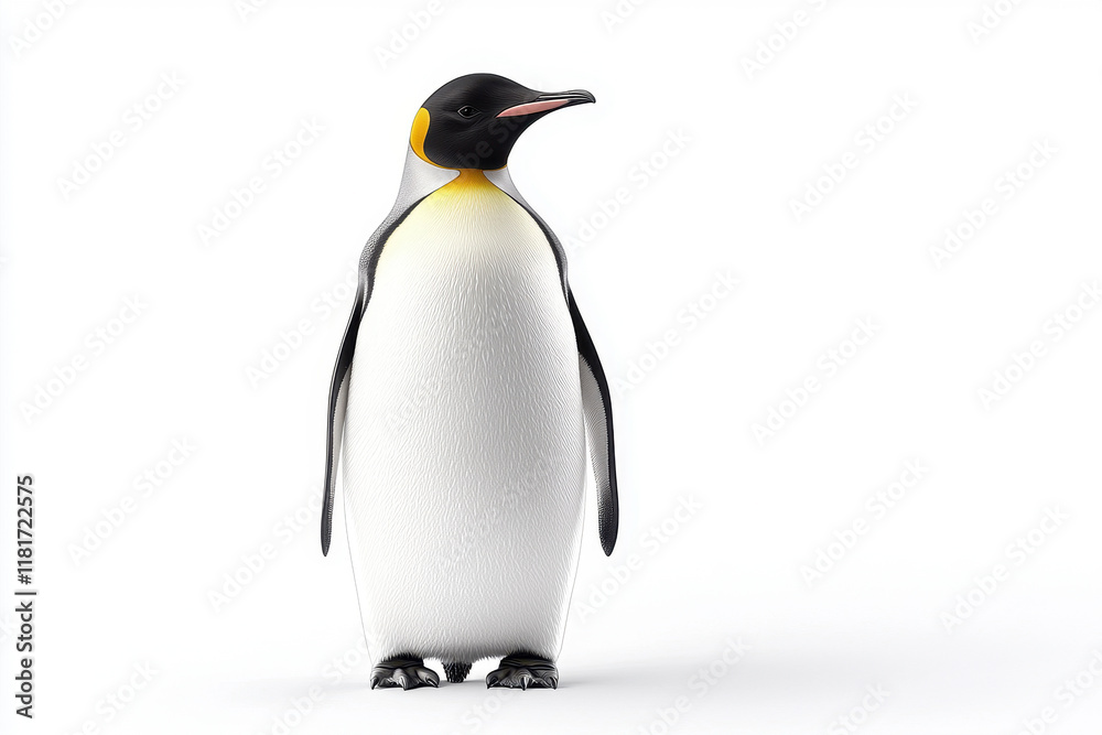 Obraz premium A close-up view of a majestic penguin standing against a white background.