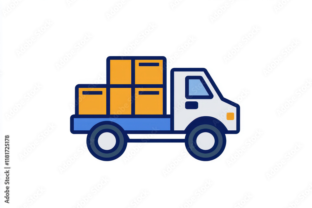 A delivery truck carrying boxes, symbolizing logistics and efficient transportation. isolated on white background. A delivery truck carrying boxes, symbolizing logistics and efficient transportation. isolated on white background.