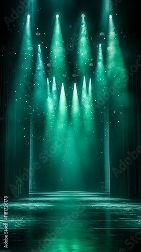 Wallpaper Mural green stage background smoky lights high resolution hd image Torontodigital.ca