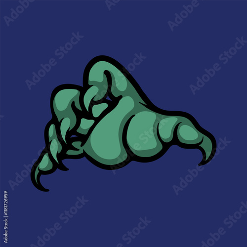 Monster hand grabbing cartoon vector illustration