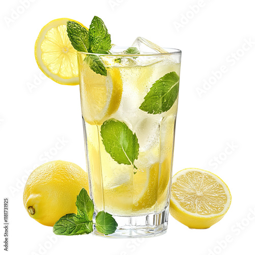 glass of limonade on white backgroun
