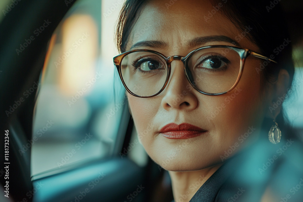 Fototapeta premium An passanger in taxi car in the city made genertative ai technology