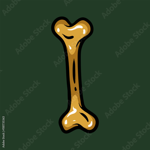 Golden bone cartoon vector illustration