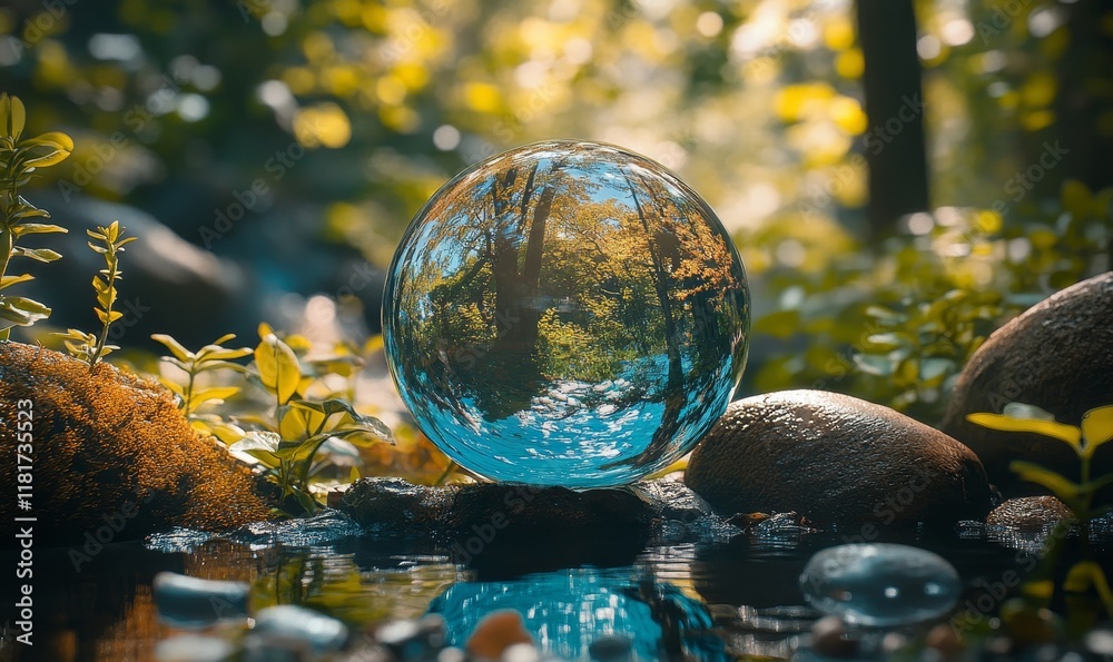 Planet, water and globe in forest for Earth day, environment protection and save environment water. Nature, support and world habitat for climate change awareness, green energy or, Generative AI Planet, water and globe in forest for Earth day, environment protection and save environment water. Nature, support and world habitat for climate change awareness, green energy or, Generative AI