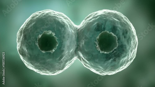 High quality 3d rendering of a cells dividing and multiplying.Microorganism cells under microscope. HD
