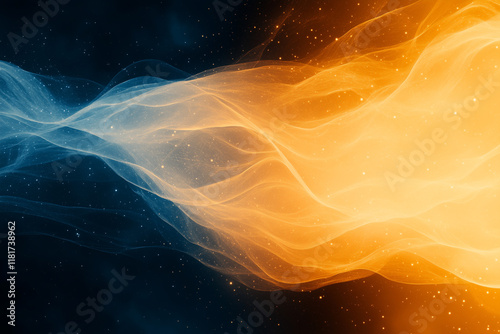 a view of thousands of quantum communication cables and lines, wall art abstract background image. yellow and blue color tones