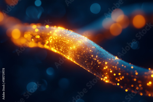 a cable used for quantum communication, wall art abstract background image. yellow and blue color tones