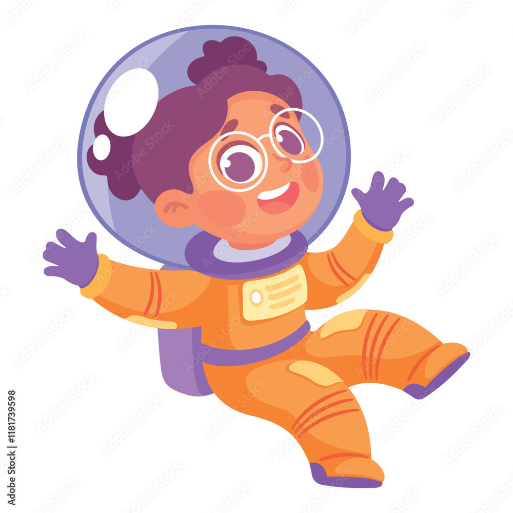 Girl Astronaut Character in Outer Space Exploring Universe Vector Illustration Girl Astronaut Character in Outer Space Exploring Universe Vector Illustration