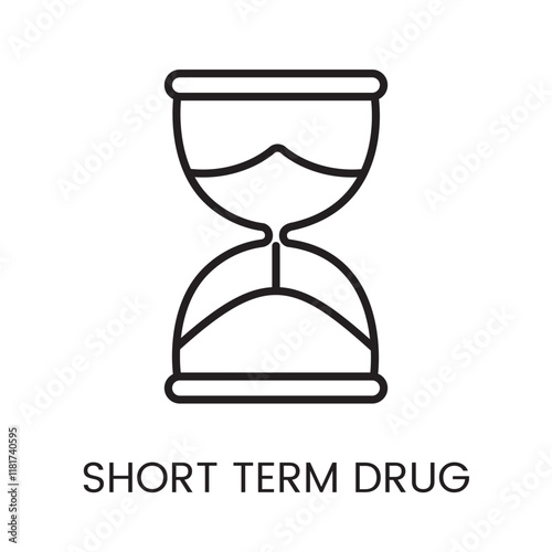 An icon of an hourglass in vector, representing limited time or short term drug effectiveness, with an editable stroke