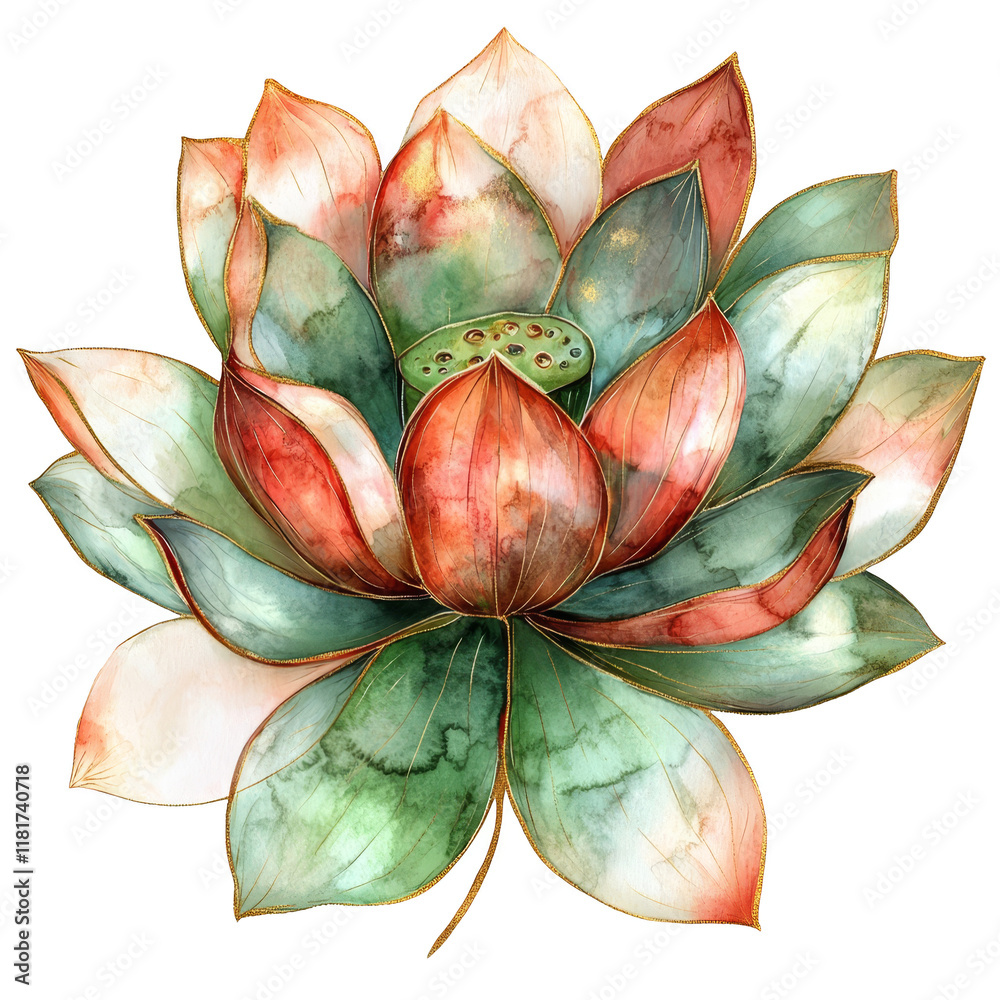 Fototapeta premium Vibrant lotus flower illustration nature digital art botanical close-up beauty of nature