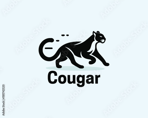 Cougar Full Body Logo Design Icon Vector Illustration