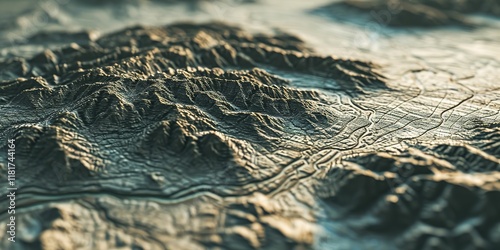 A mountain range is shown in a 3D image with a lot of detail photo