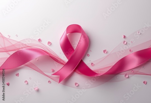 Pink ribbon in infinity shape on soft background